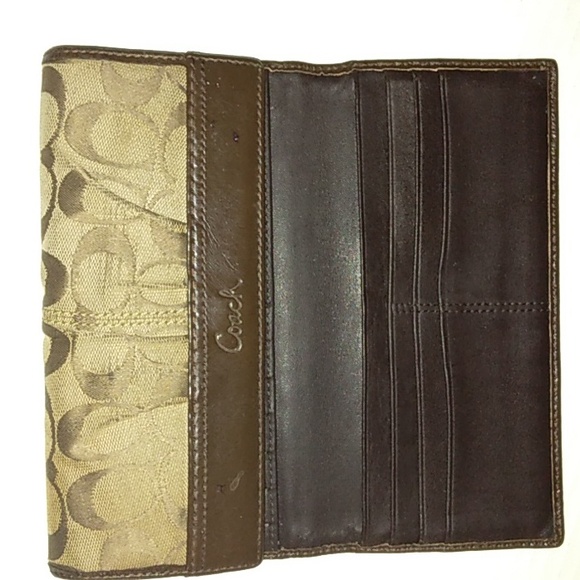 GUC Classic COACH Signature Mahogany/Khaki Large Checkbook Wallet~Rare - Picture 13 of 14